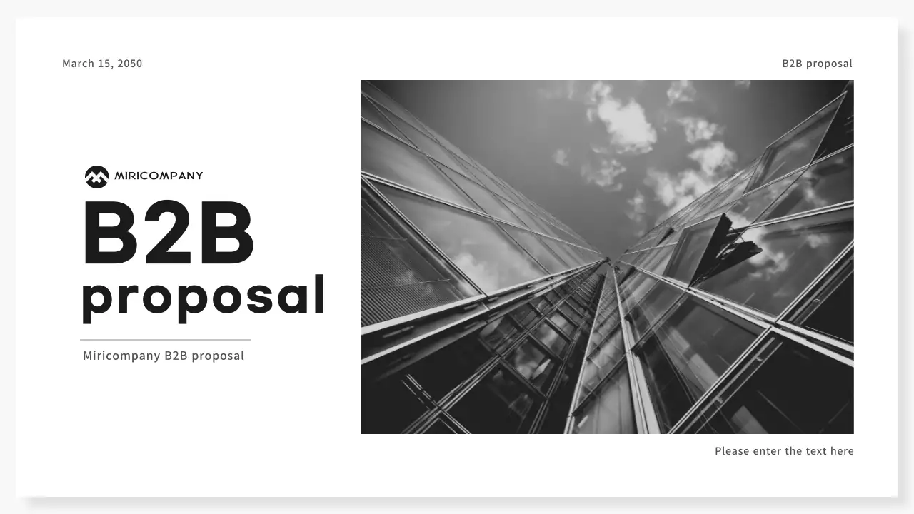 Corporate B2B proposal presentation in black and gray tones