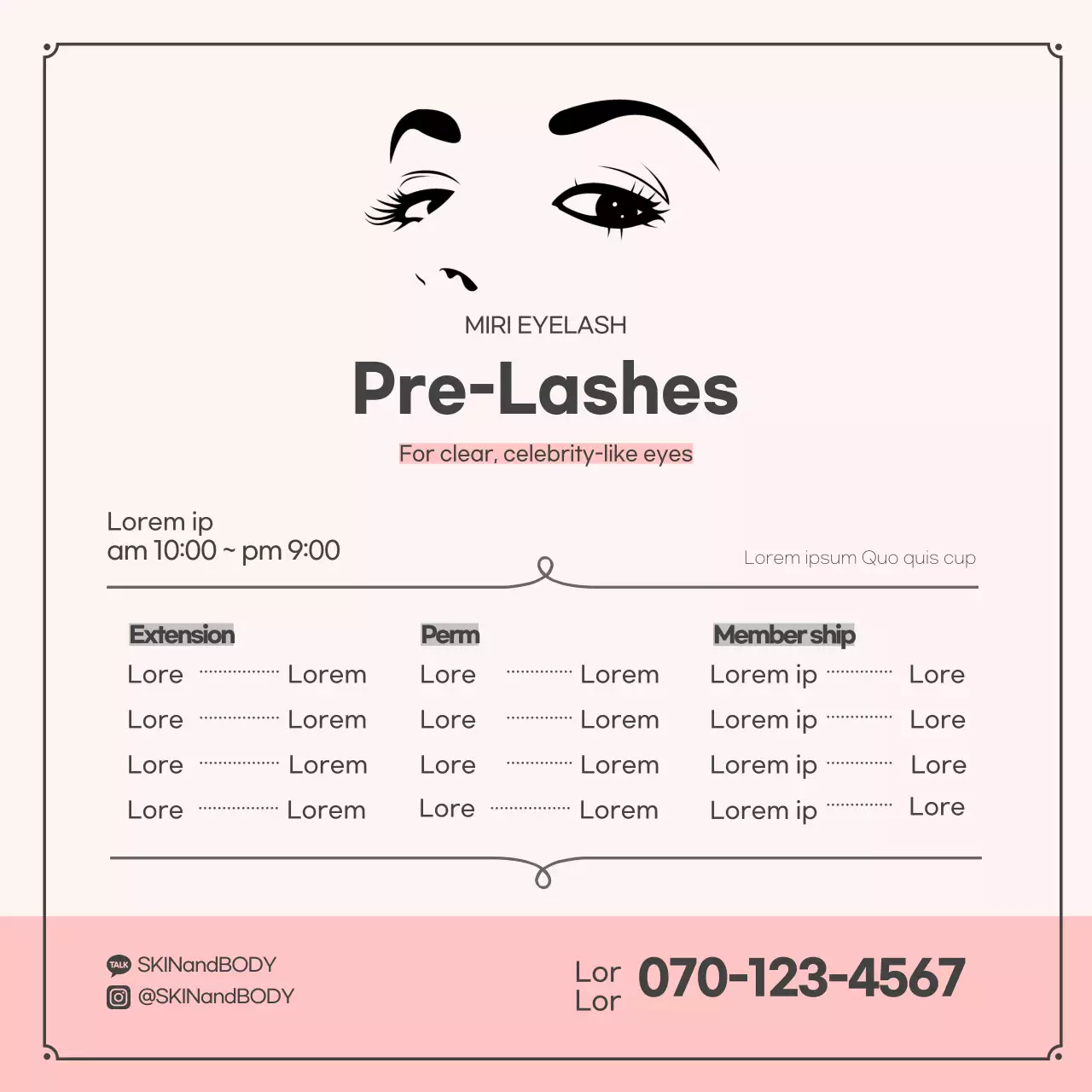 Biểu ngữ quảng cáo lông mi tối giản màu hồng