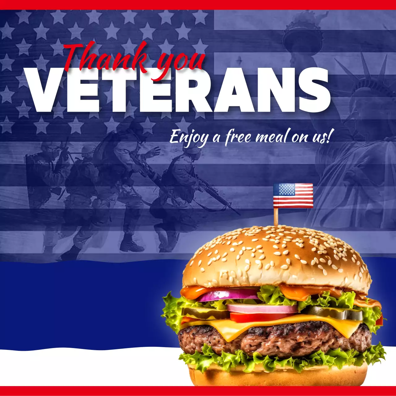 Blue Classic Veterans Promotion Social Media Post