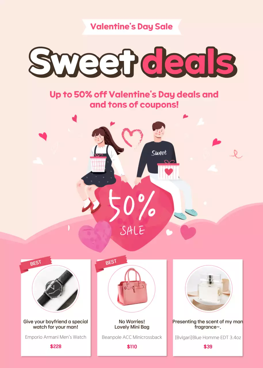 Poster Promosi Penjualan Trendi Warna Pink