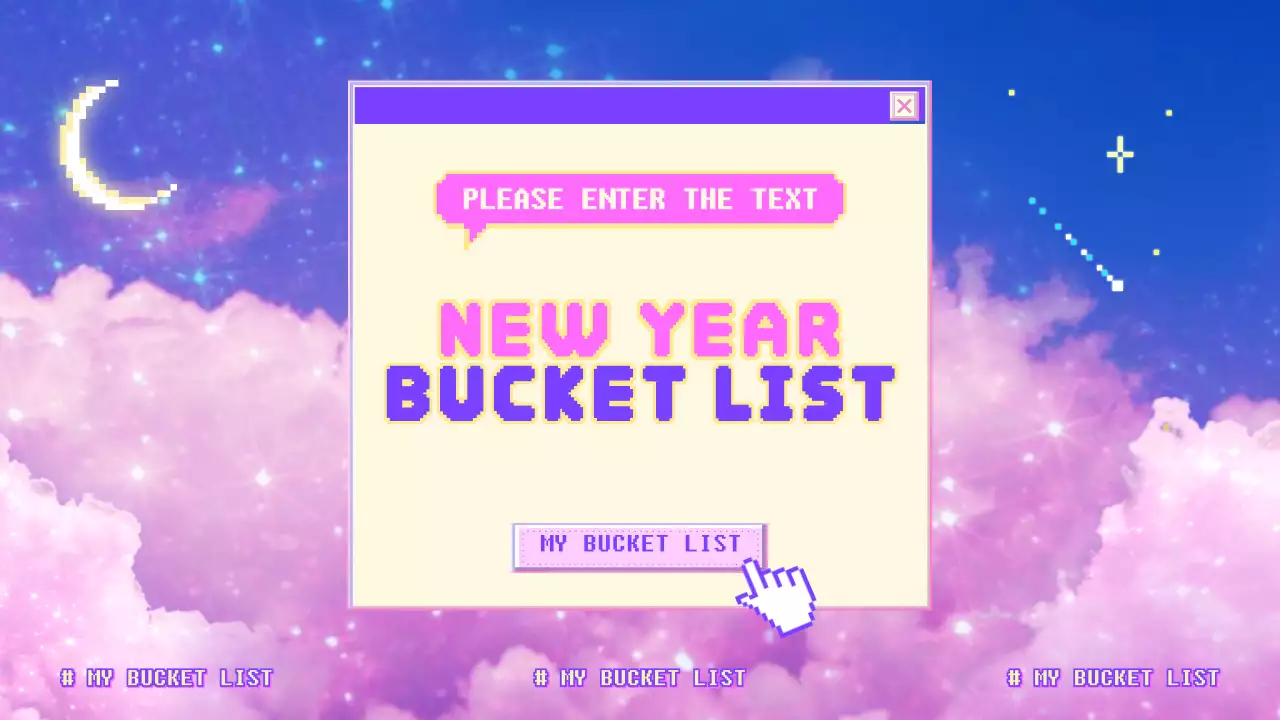 A dreamy purple-pink-blue New Year's Day bucket list