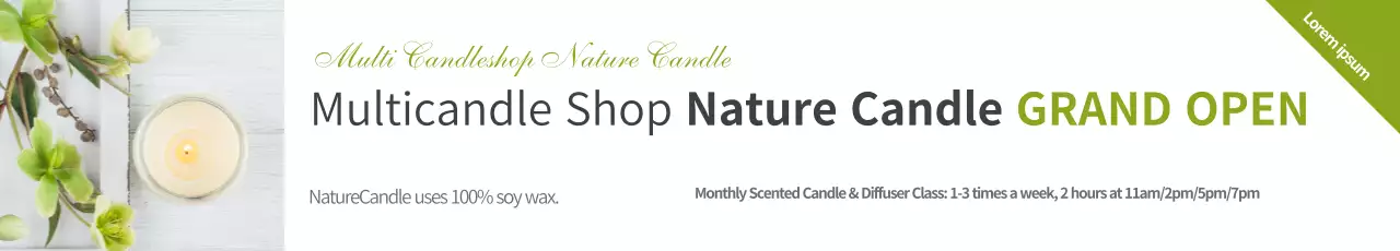 Banner promocional de vela rústica verde