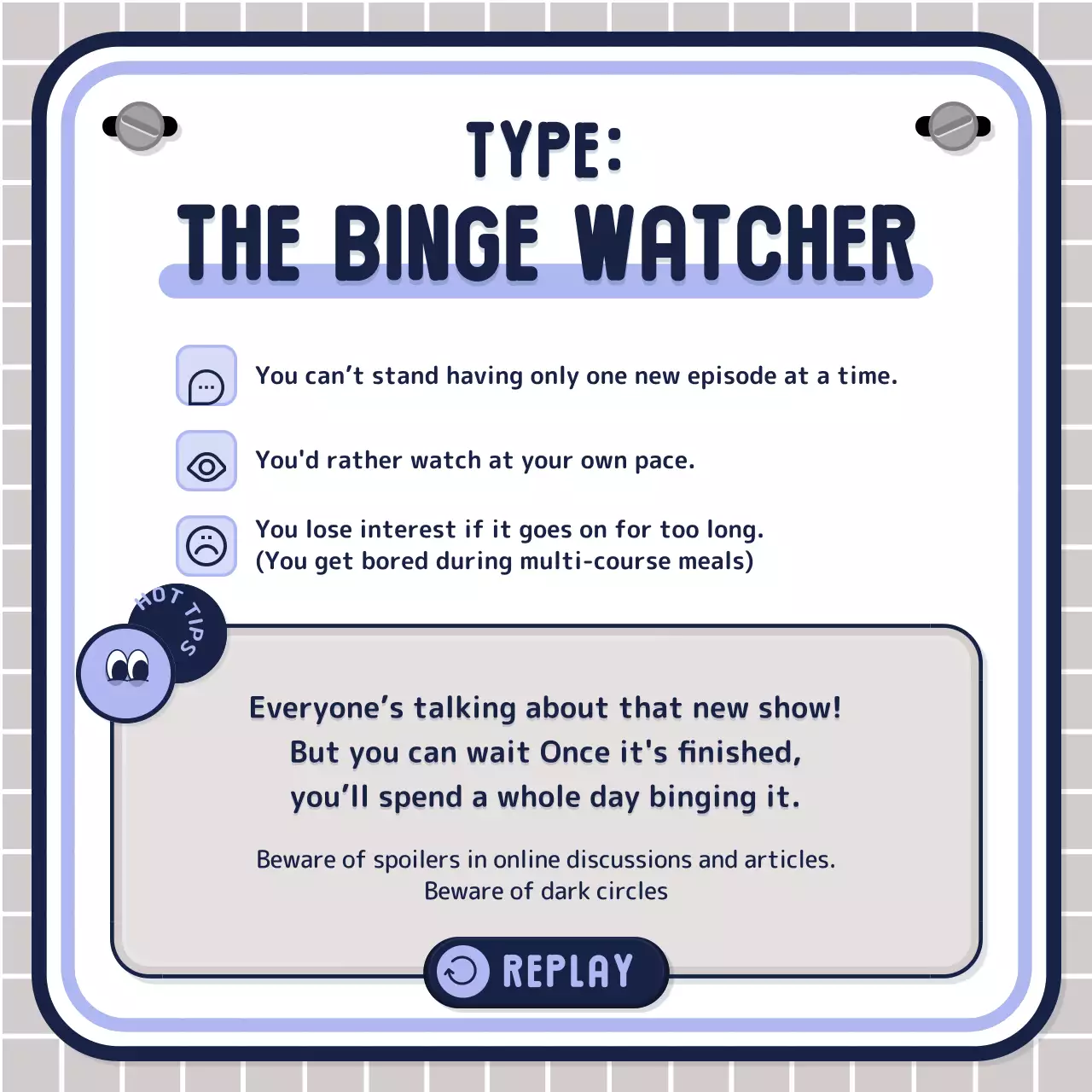 Simple, text-heavy quiz test in pink mauve navy