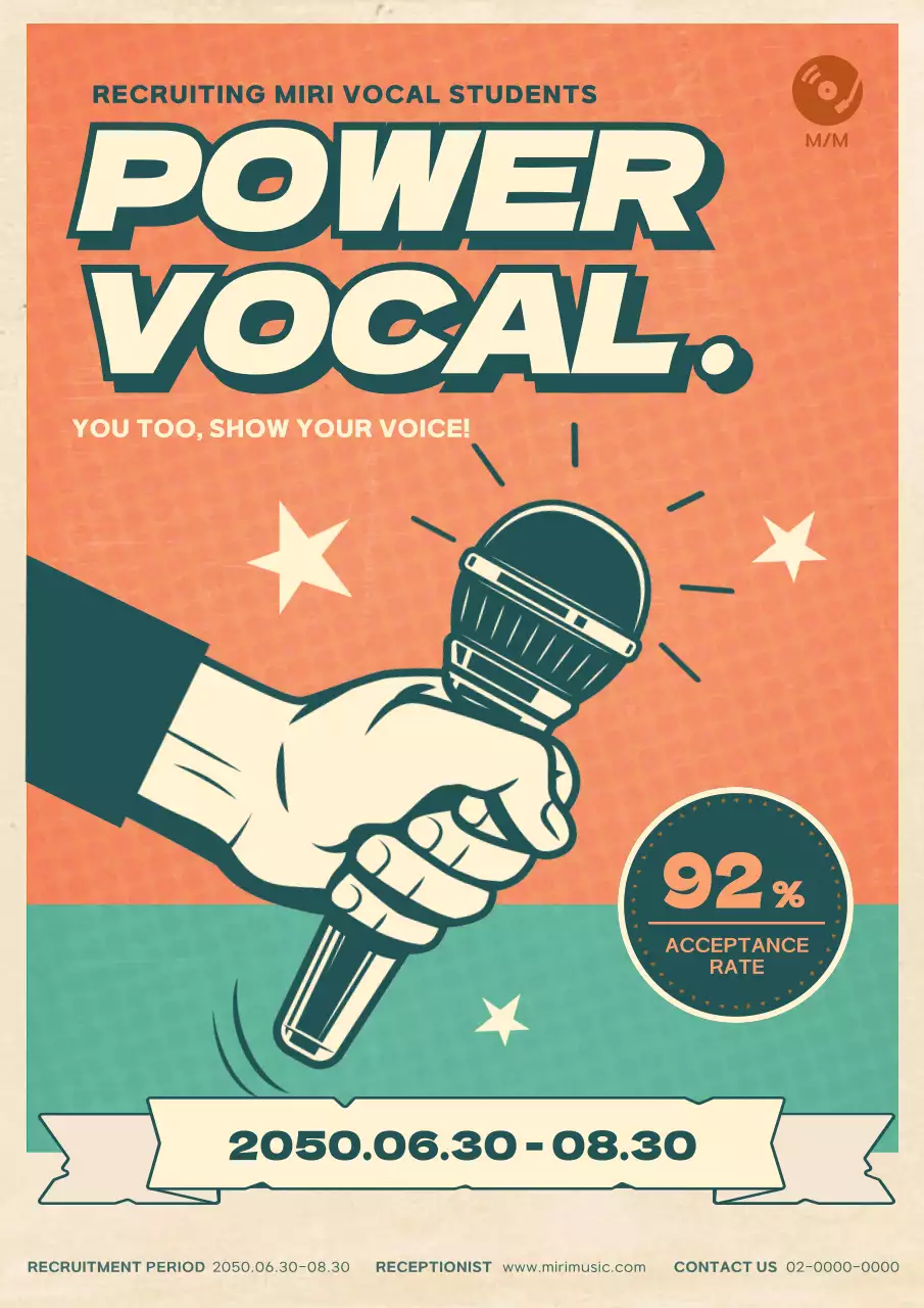 Orange Retro Vocal Recruitment Poster