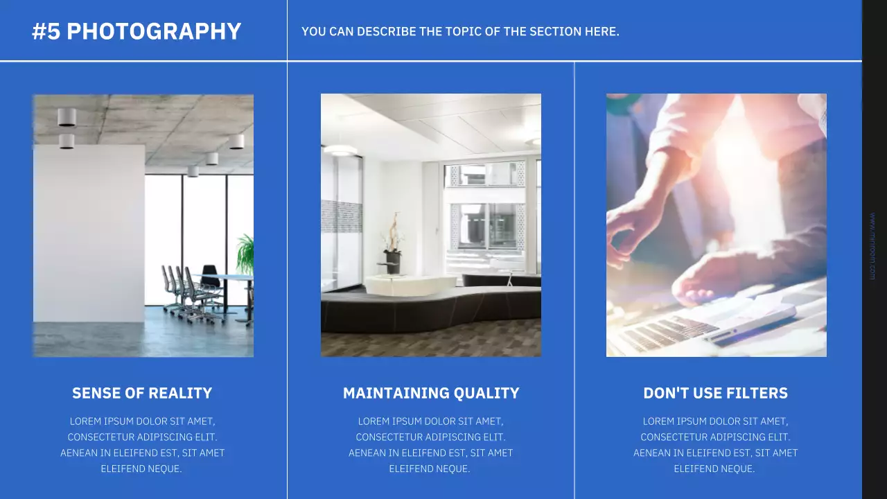 Simple branding presentation in blue and black