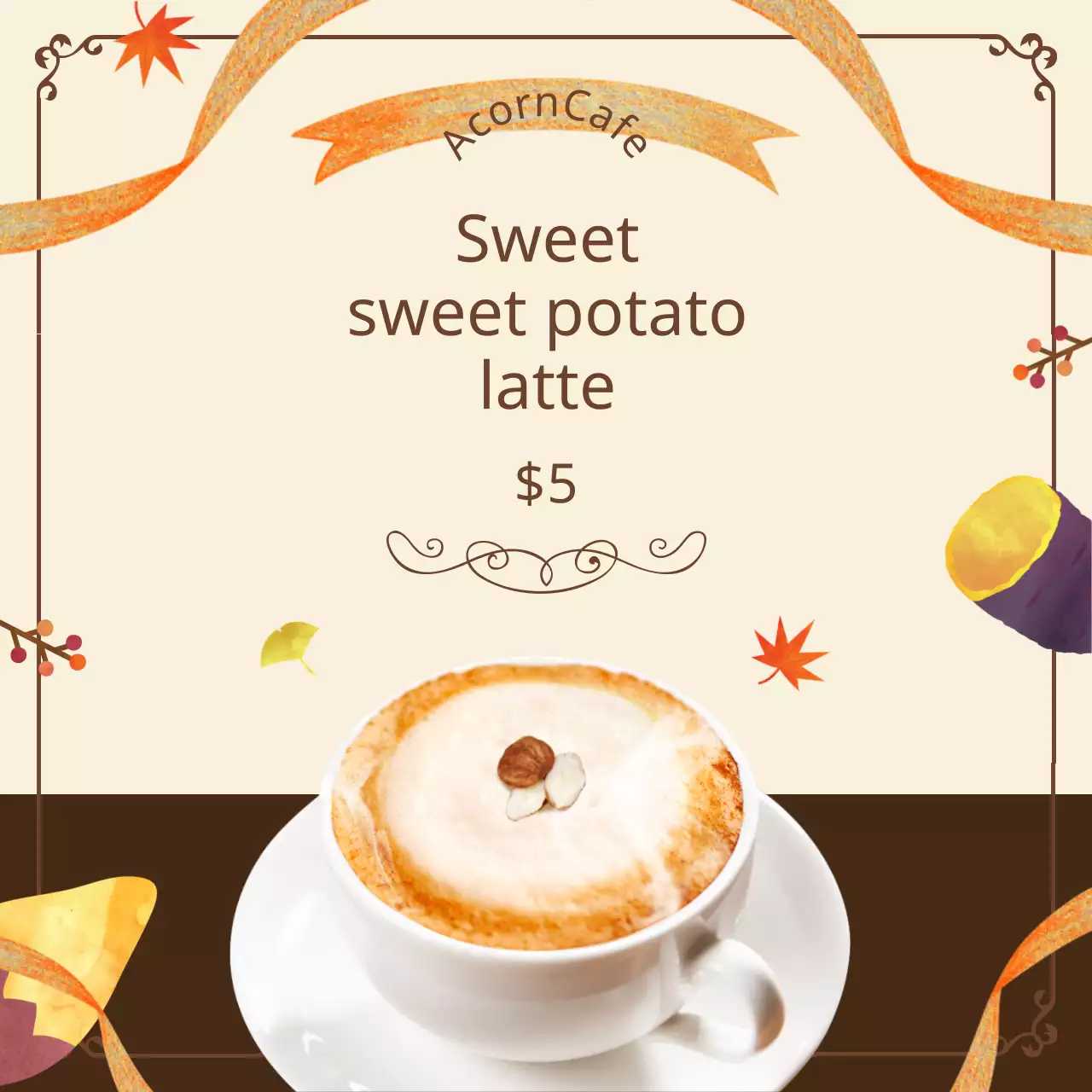 Beige Vintage Latte Promotion Banner