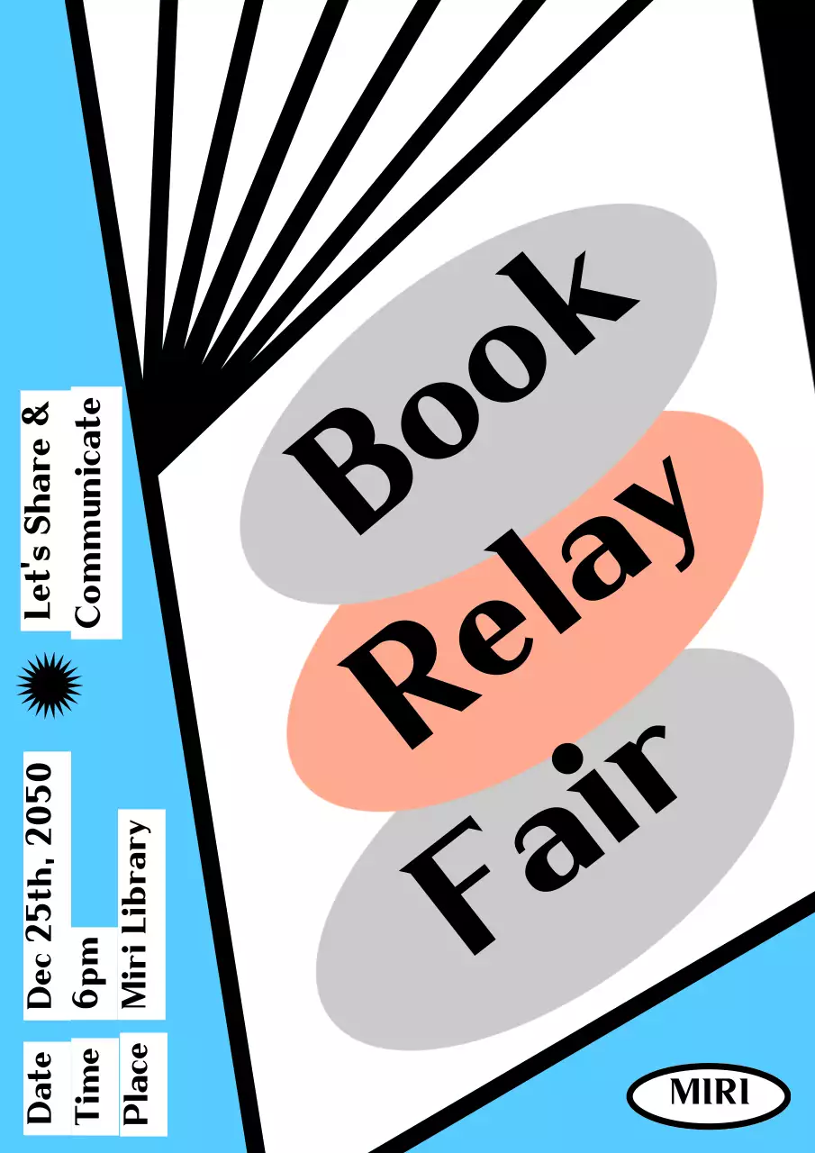 Reading Relay announcement with an open book on a blue background