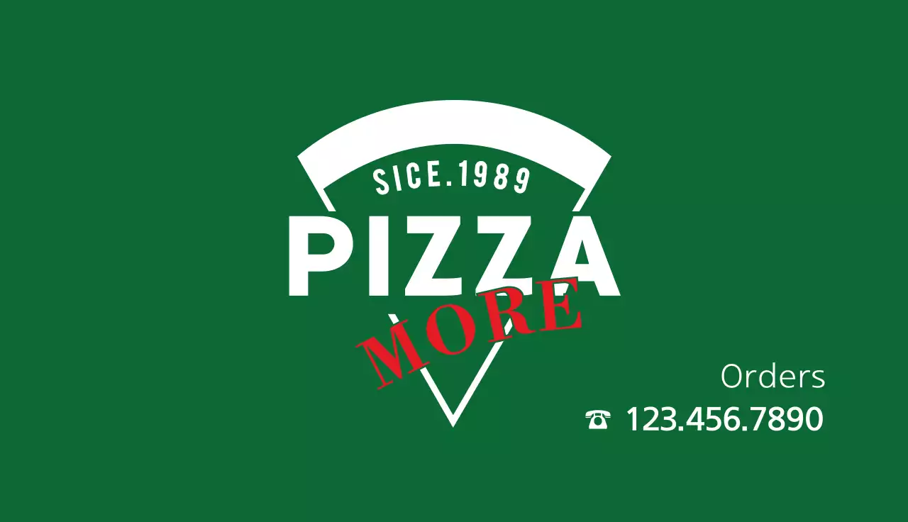 Green Minimal Pizza Promotion Business Card