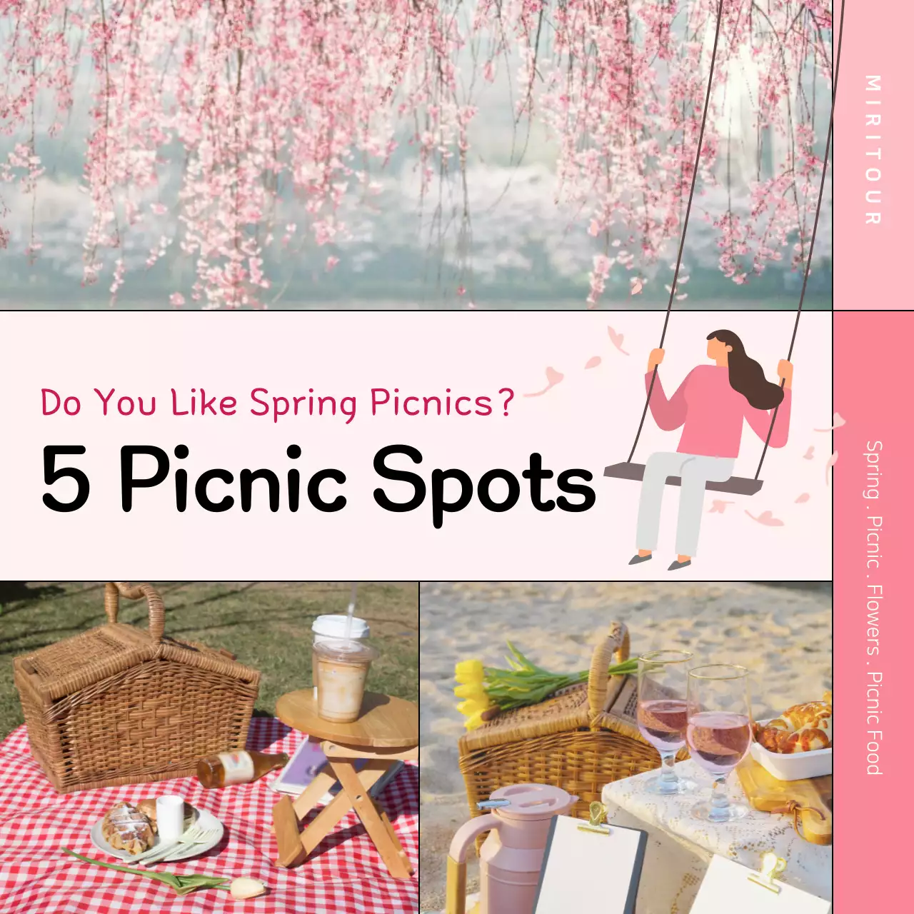 Pink Floral Picnic Promotion Social Media Post