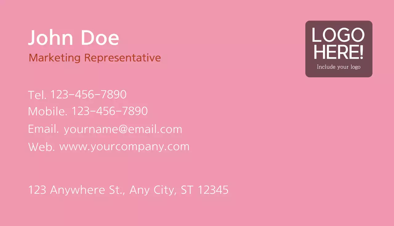 Simple Business CardPink