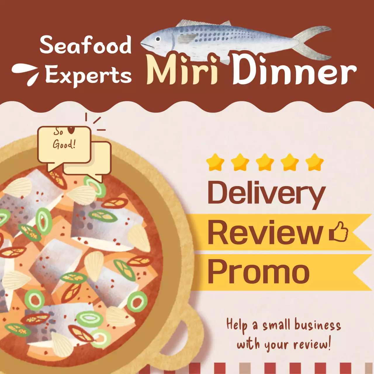 Brown and beige stewed Spanish mackerel restaurant delivery order review event