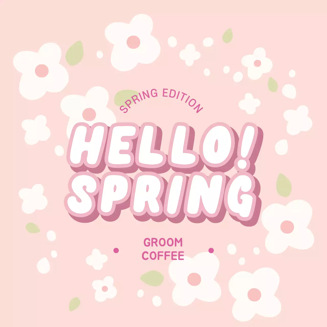 Màu hồng minh họa nhãn quán cà phê mùa xuân dễ thươngMàu hồng minh họa nhãn quán cà phê mùa xuân dễ thương