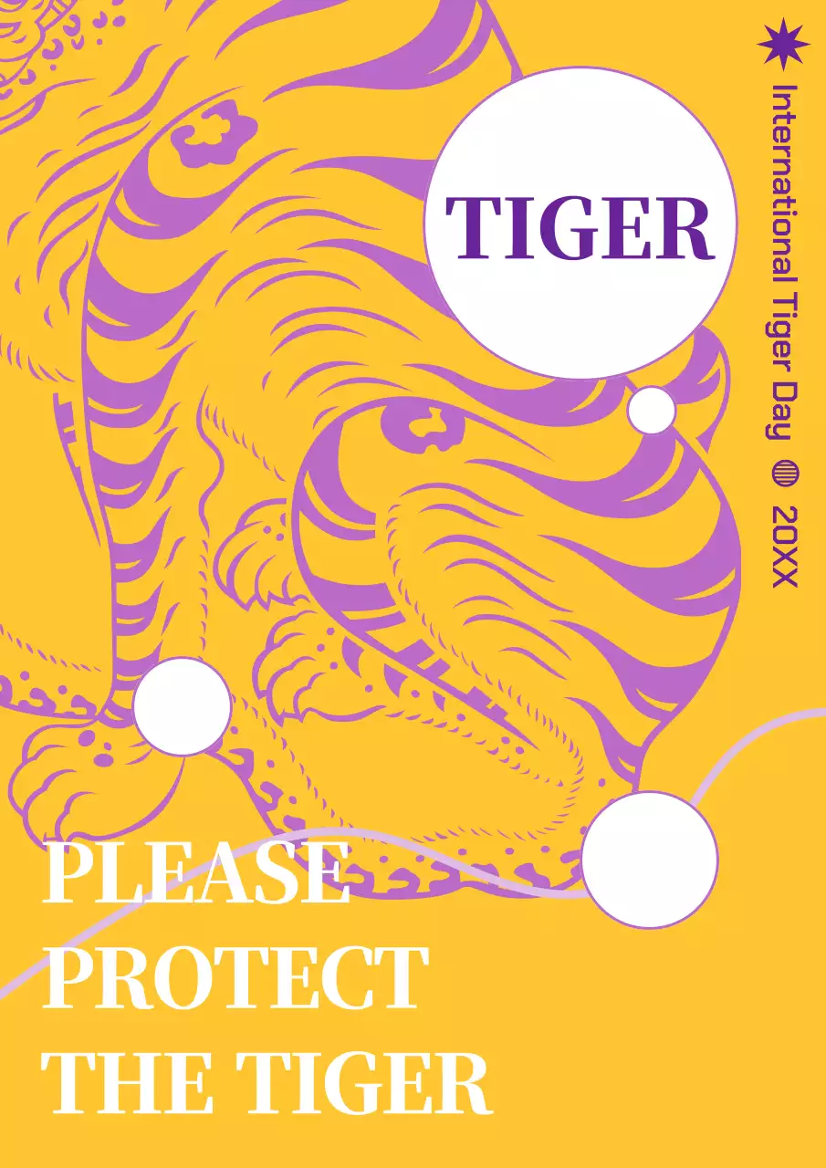 Yellow Retro Tiger Announcement Poster