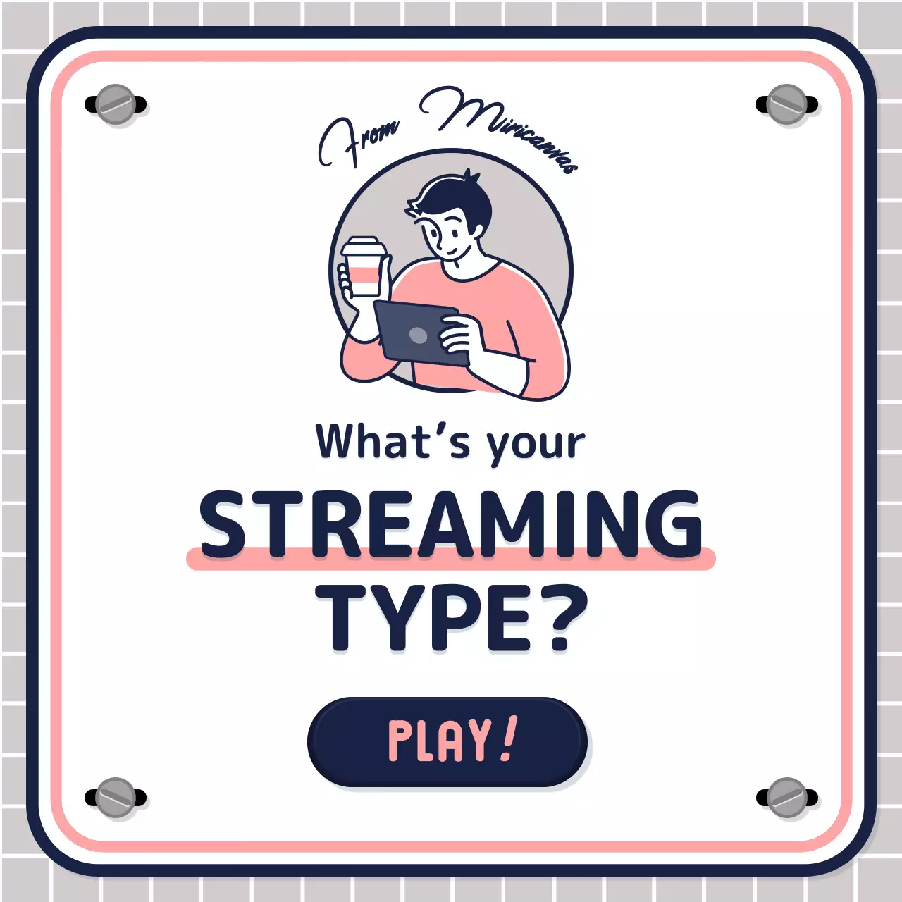 Simple, text-heavy quiz test in pink mauve navy