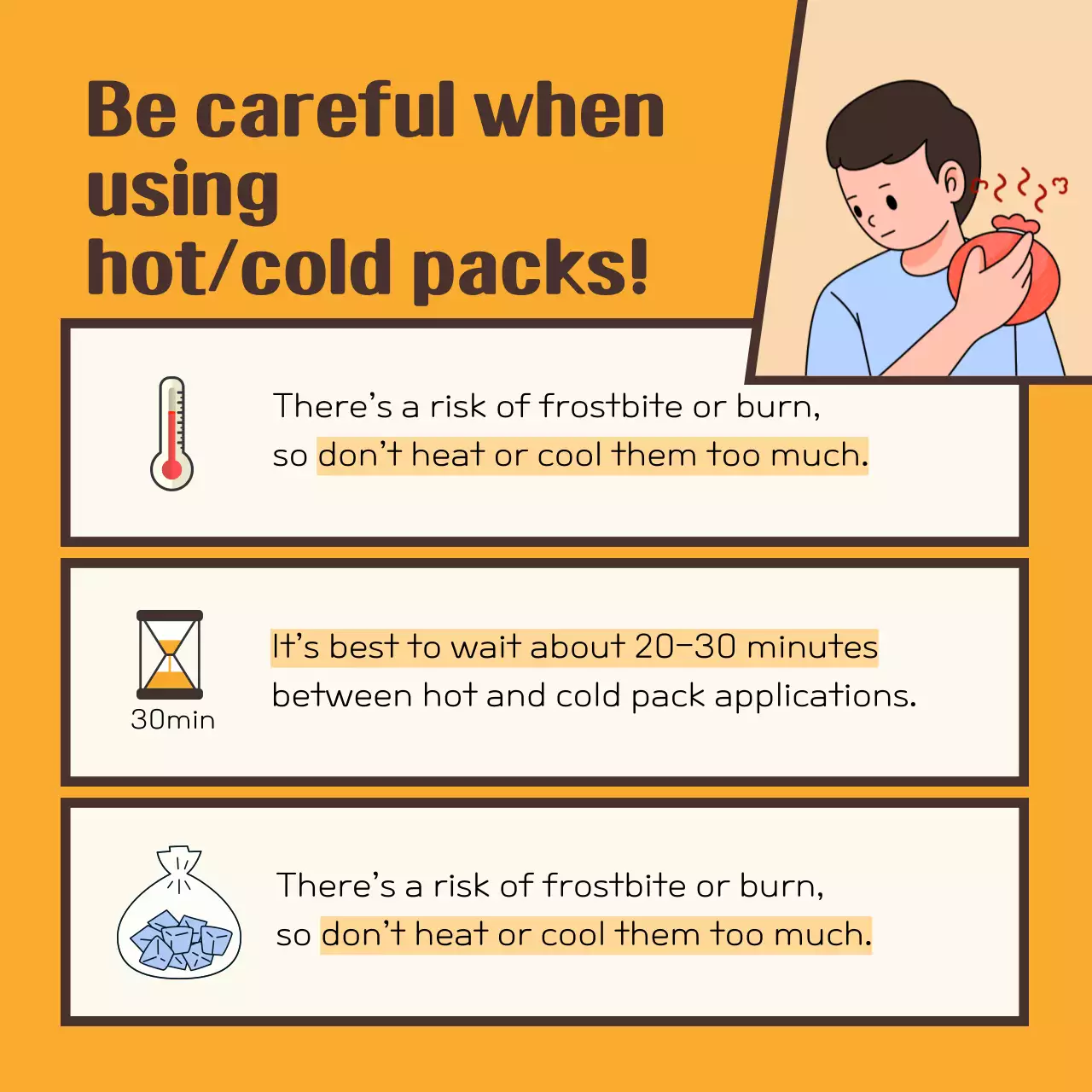 Contextualized poultices with yellow and brown cartoon concepts