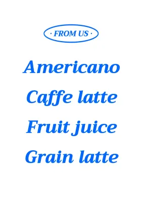 Promosikan kafe Anda dengan menu minuman berwarna biru yang bersih