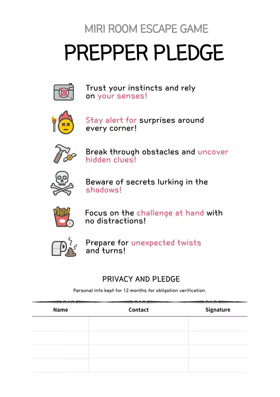 White Minimal Escape Game Registration Poster