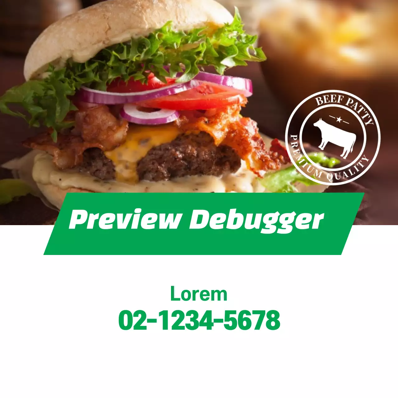 Foto hijau menyoroti burger restoran yang bersih