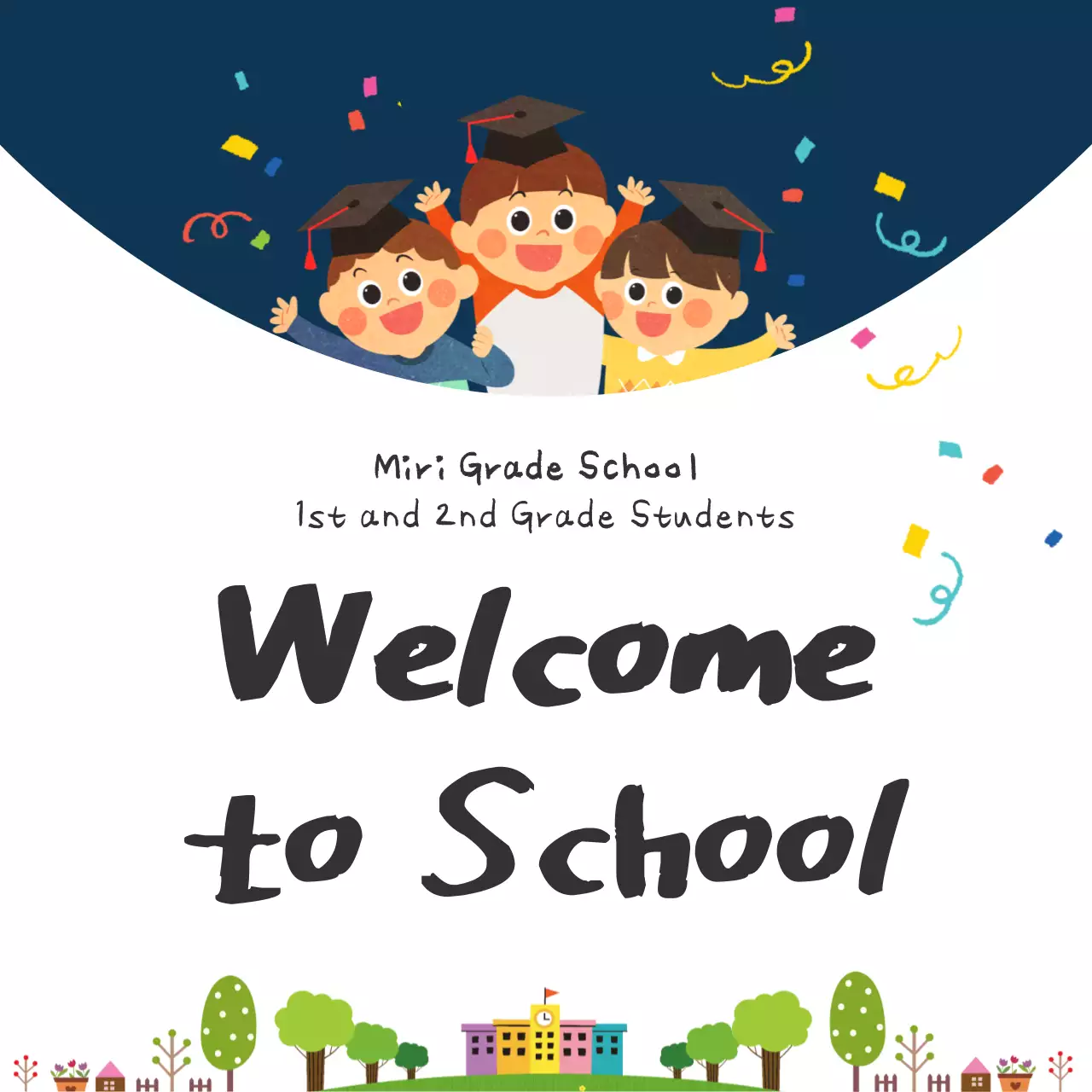 Navy Retro School Announcement Social Media Post