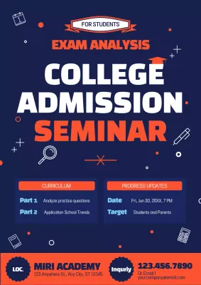 Navy Modern College Seminar Announcement Poster