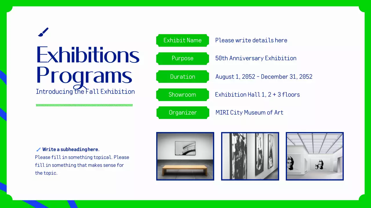 블루 모던 아트 전시 가이드 프레젠테이션