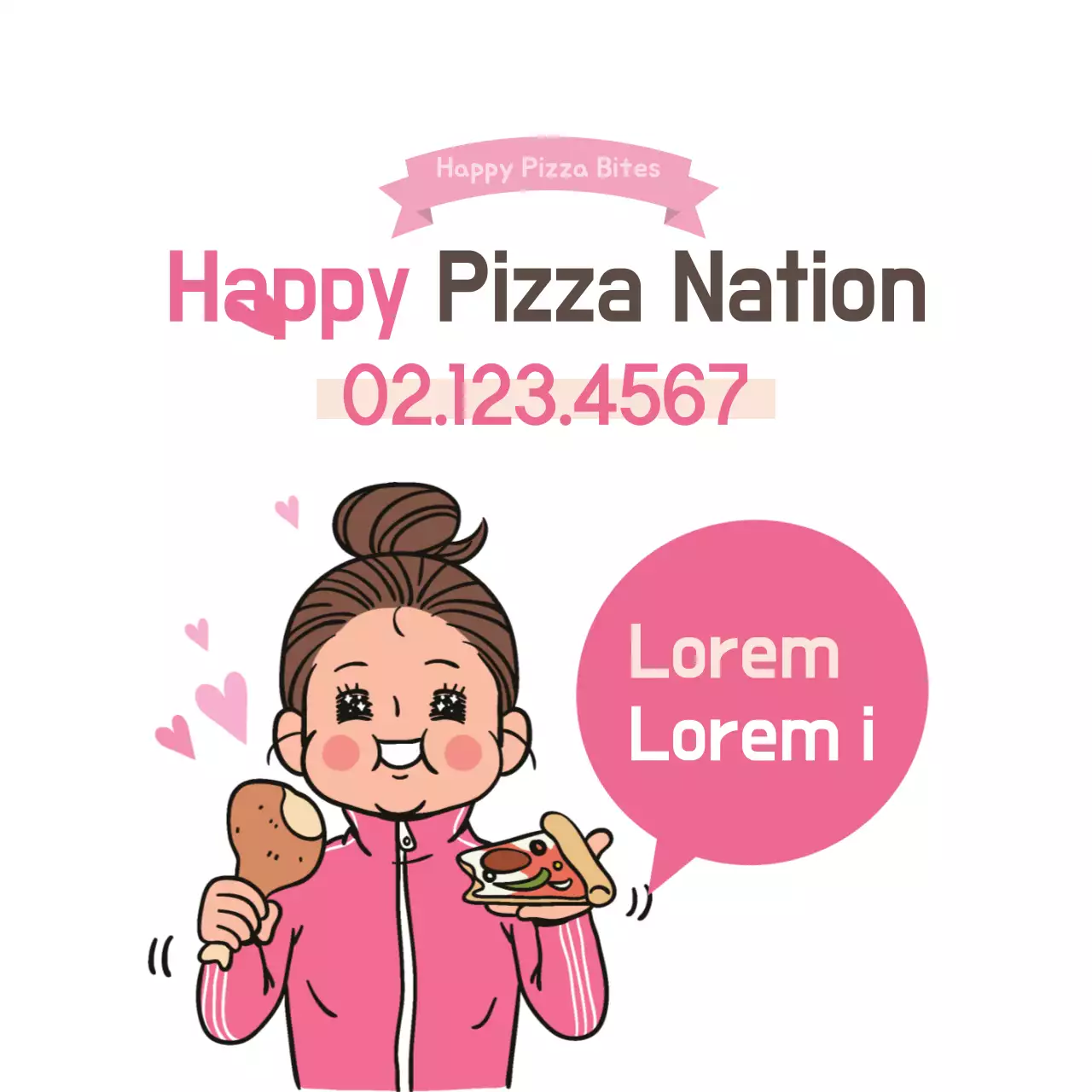 Pink Comic Pizza Advertisement Banner