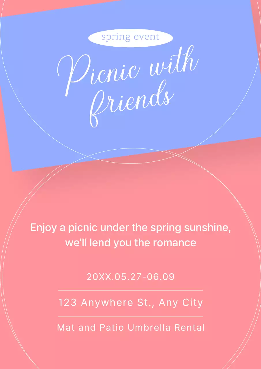Pink Modern Picnic Event Invitation Poster
