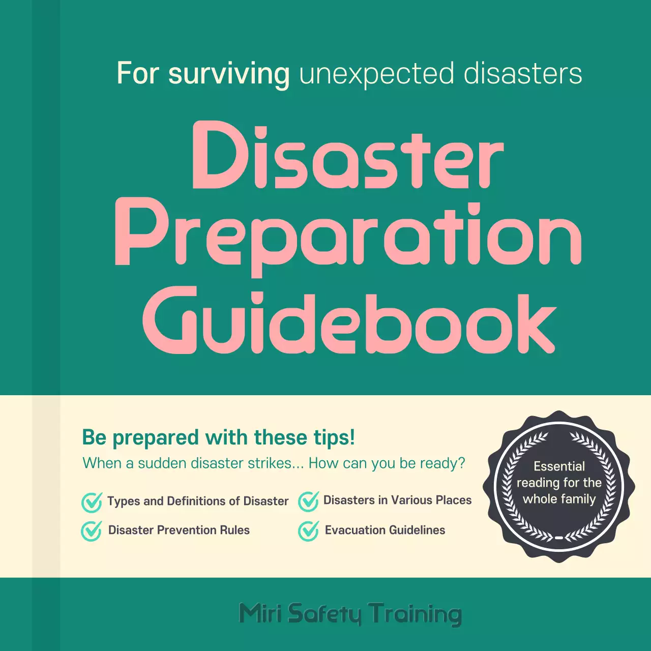 Turquoise disaster preparedness guidebook cardnews design
