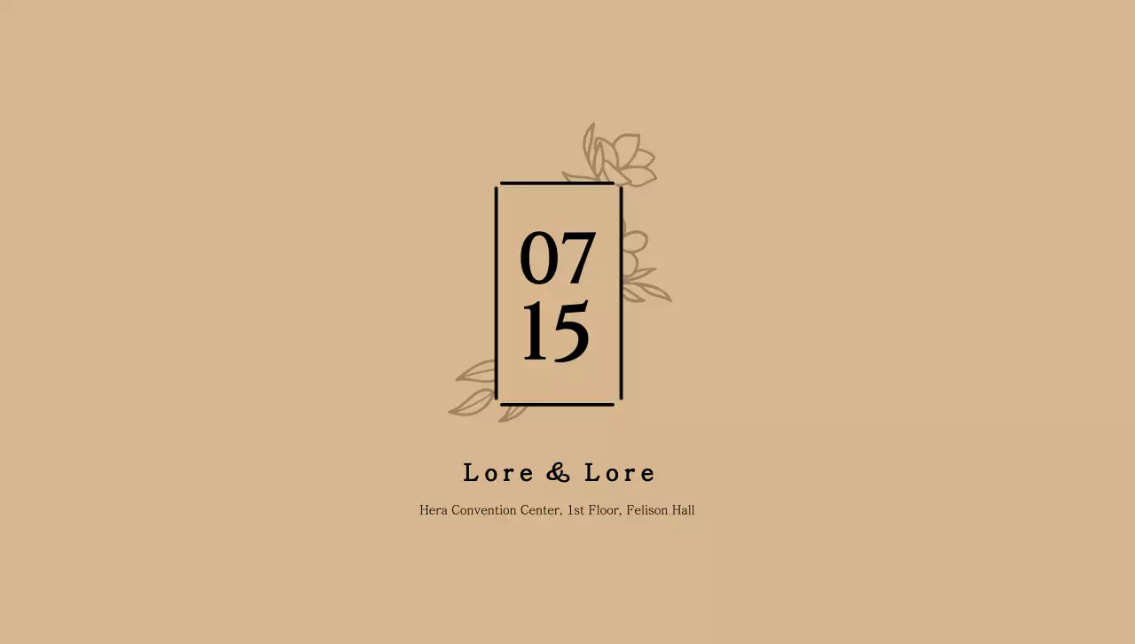 Wedding invitation postcard envelope with text and square flower frame