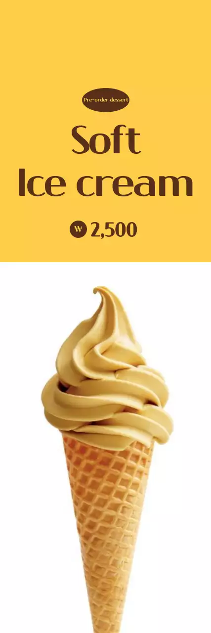 Small ice cream promotion on a yellow, white background
