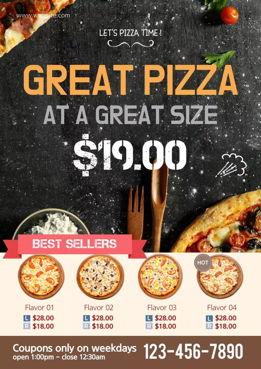 Black Modern Pizza Promotion Poster