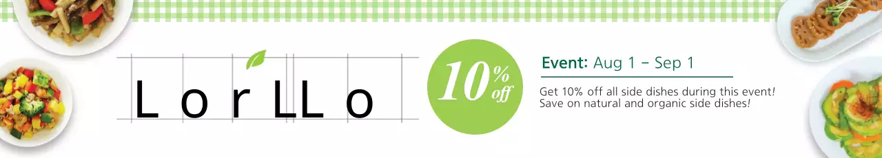 Banner de promoção de alimentos modernos verdes