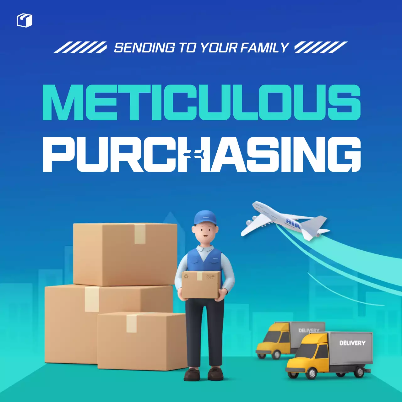 Blue Modern Delivery Promotion Social Media Post