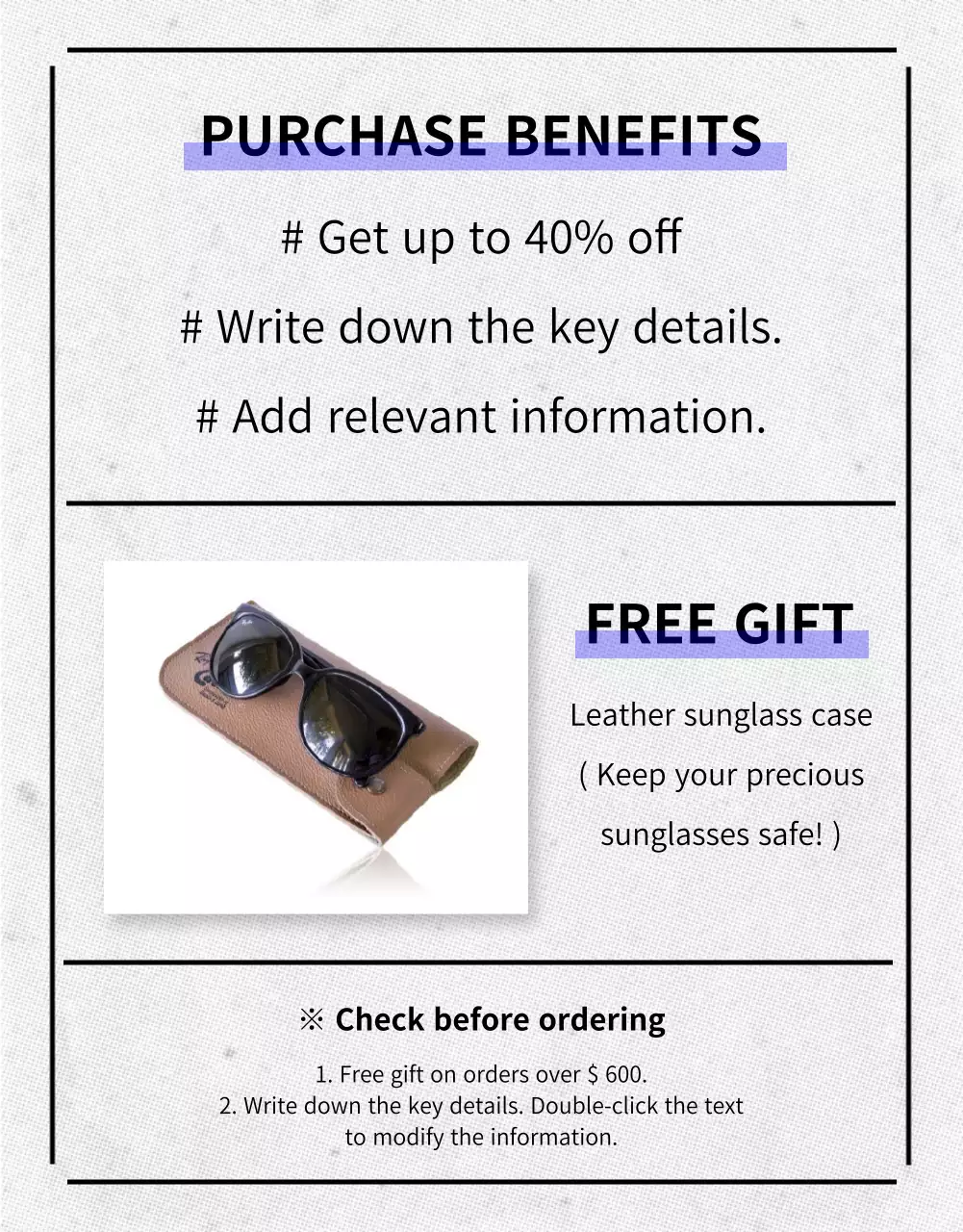 Sunglasses Details Page