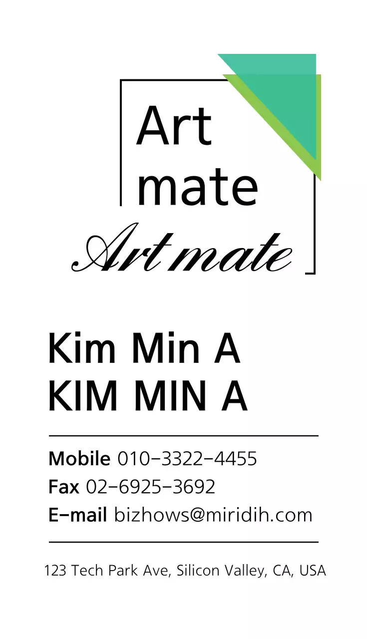 Cartão de Visita Minimalista Verde