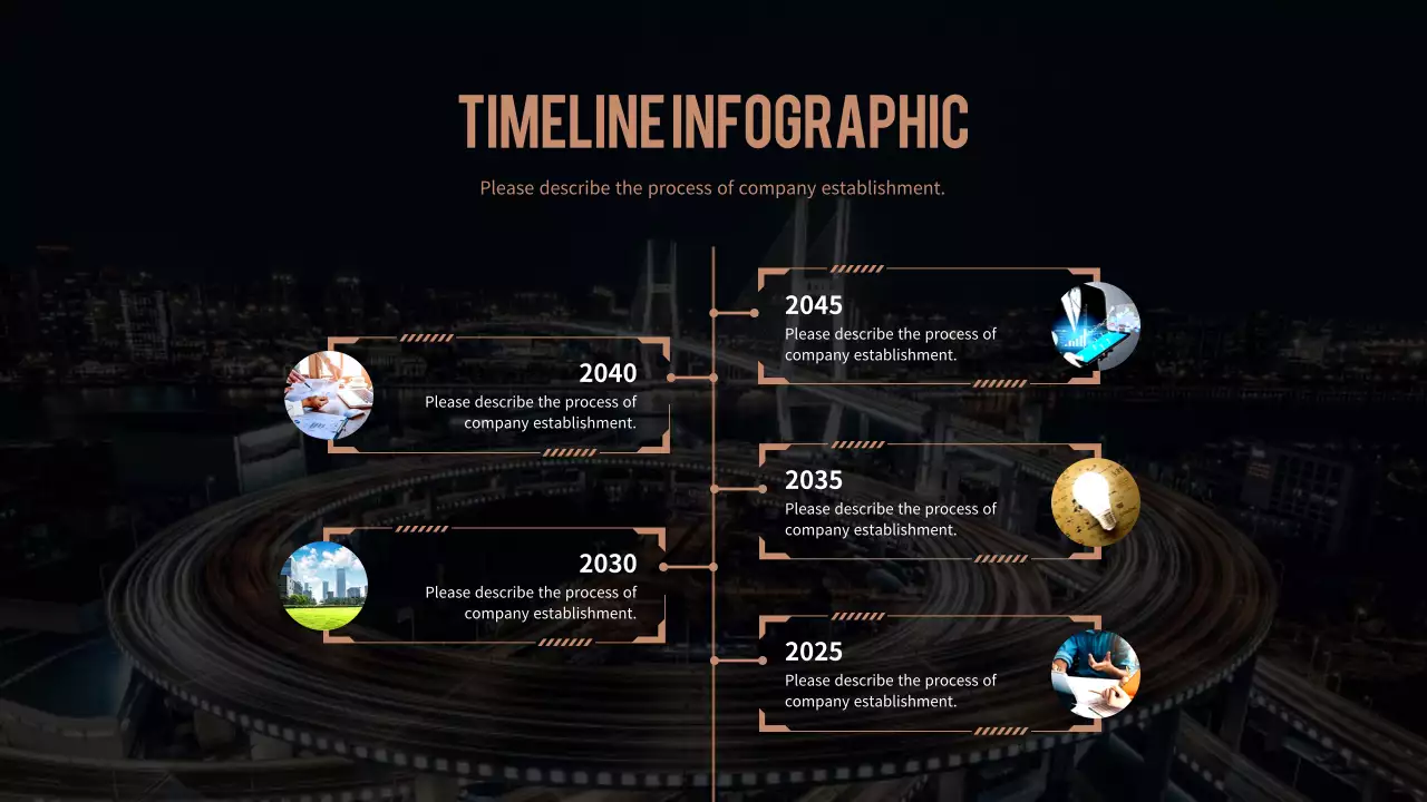 Black Modern Company Timeline Document Infographic