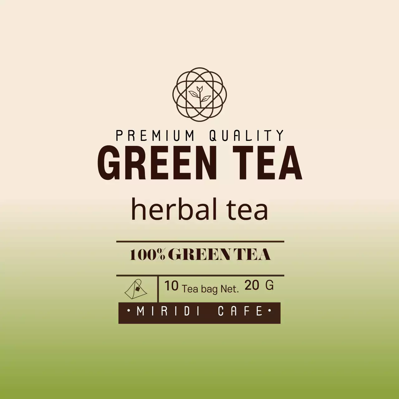 Trà xanh minh họa ngà trà xanh nhãn túi trà