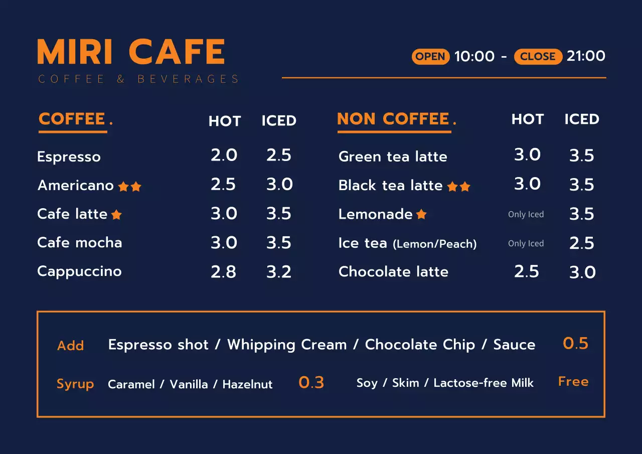Cafe Menu Board