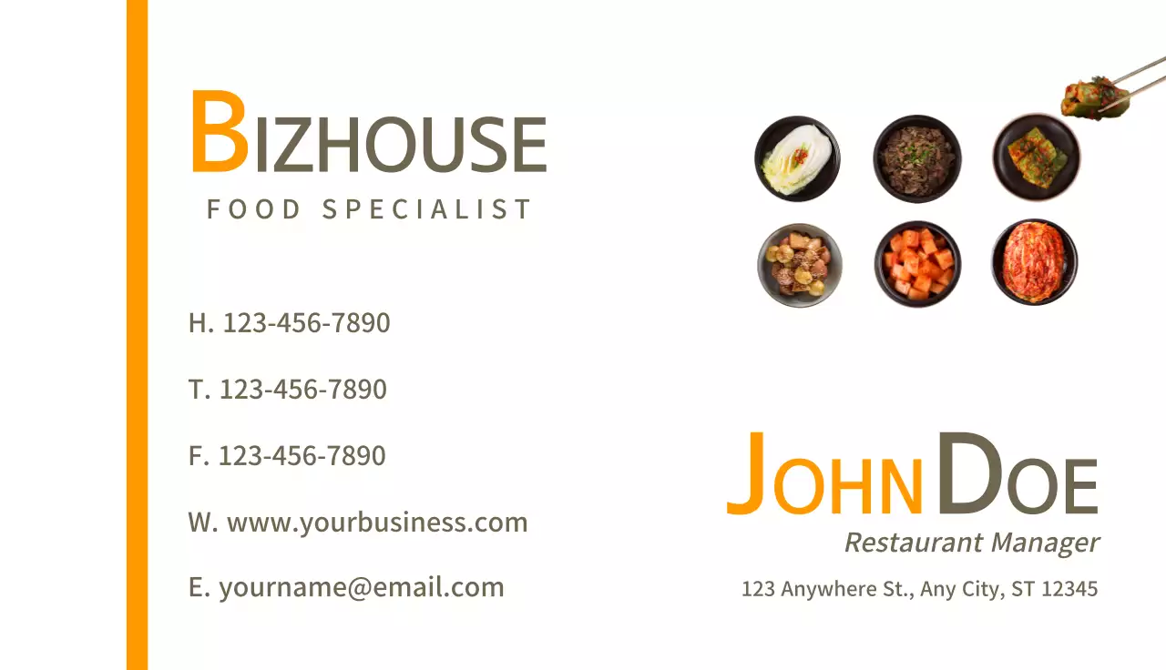 Orange Minimal Food Business Card