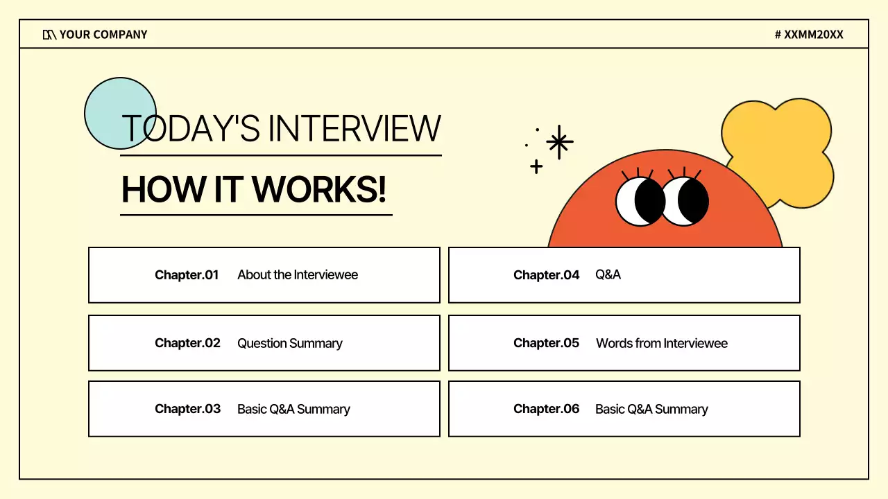 A kitschy business interview in purple and yellow