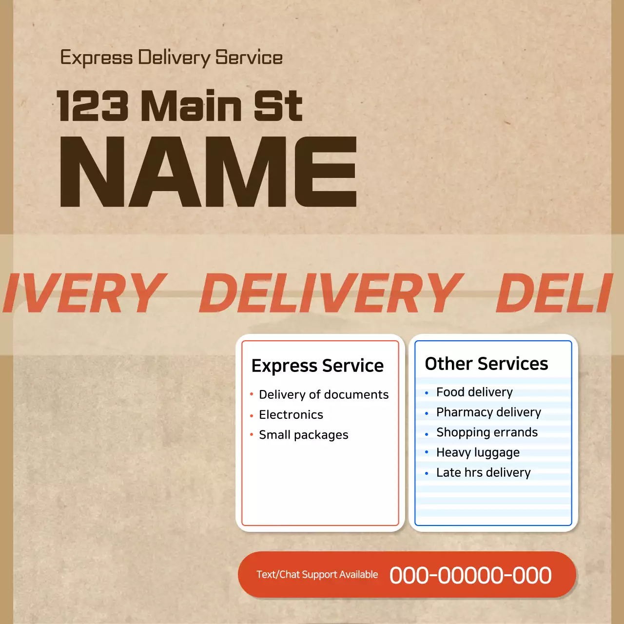 Publicidade de entrega mínima bege em mídia social