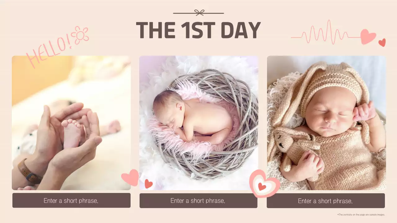 베이지색의 프레임 형식의 러블리한 돌잔치 오프닝 영상