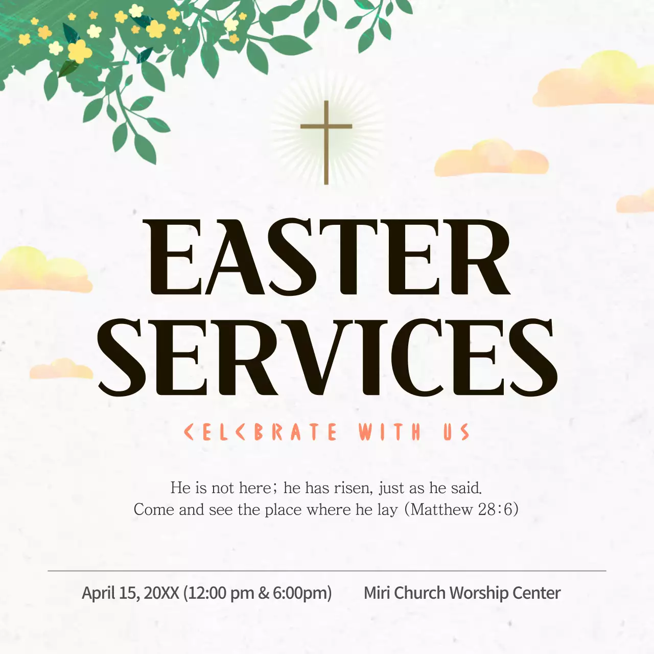 Green Traditional Easter Announcement Social Media Post