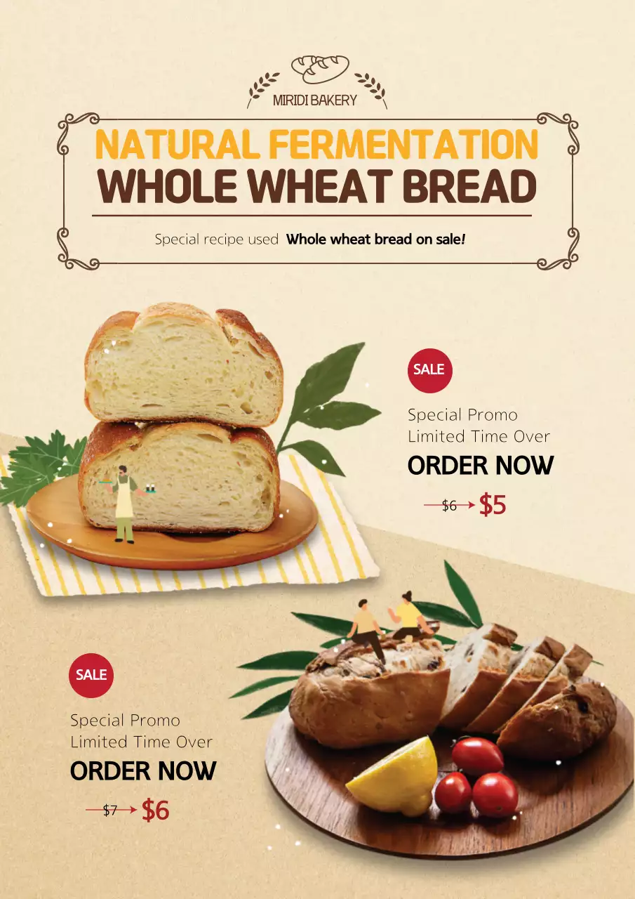 Beige Rustic Bread Promotion Poster