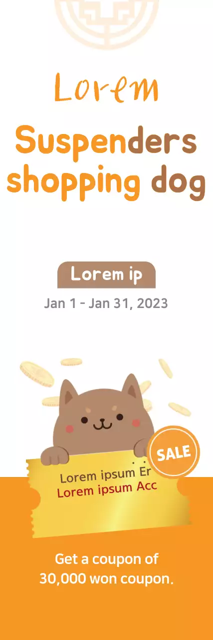 Banner promocional de cachorro fofo laranja