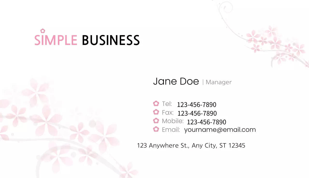 Pink Simple Business Card