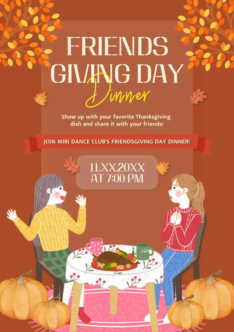 Orange Traditional Friendsgiving Event Poster