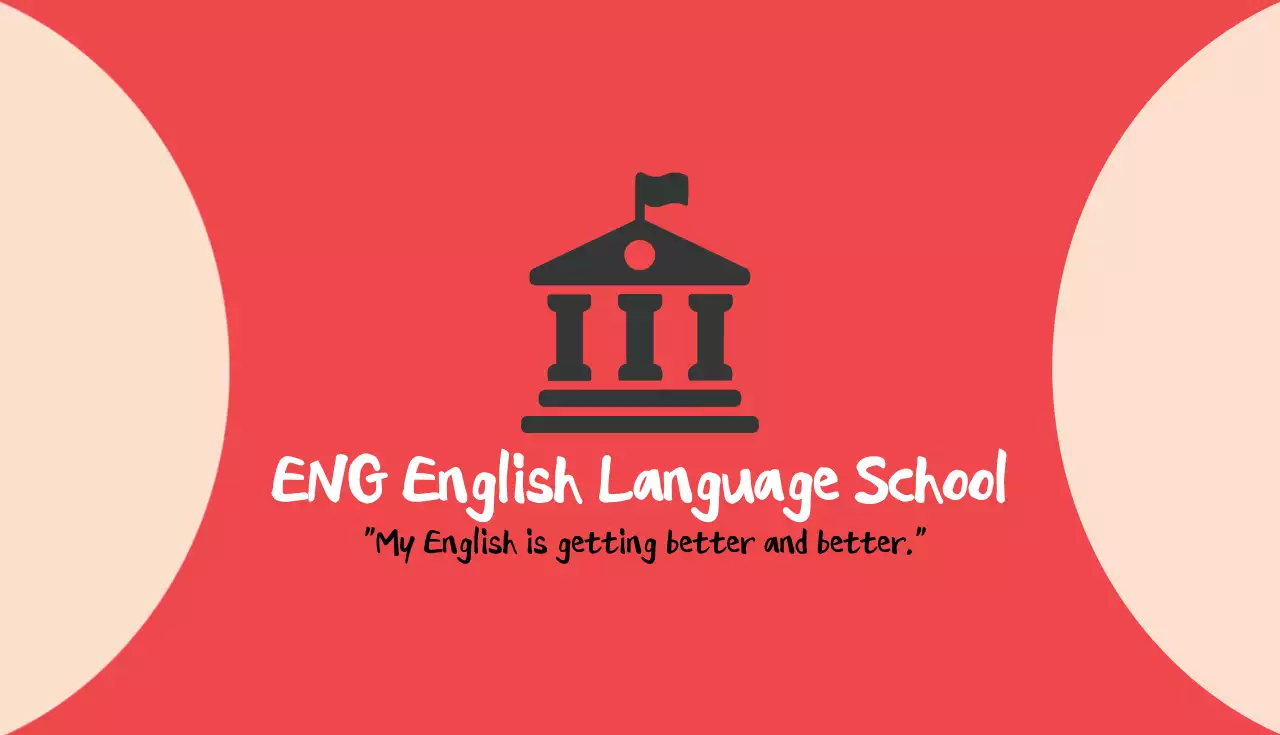 Red Minimal Language School Business Card