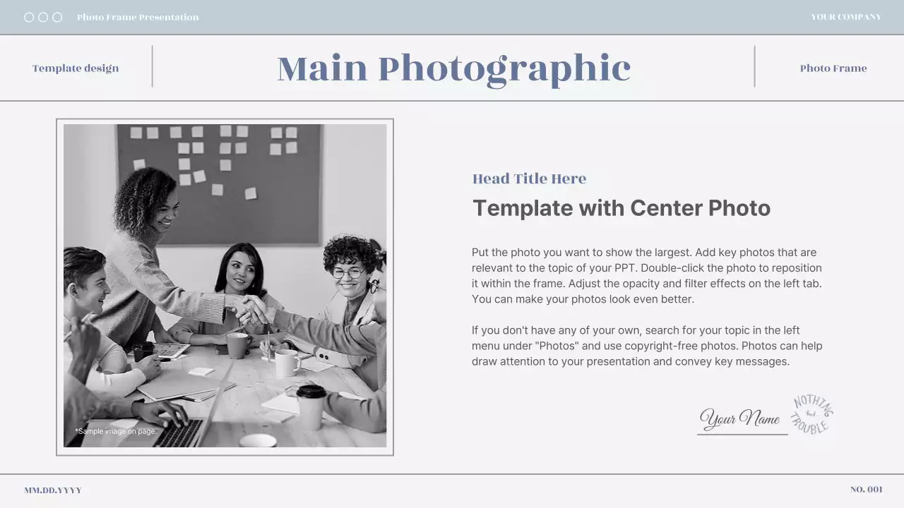 블루톤의 심플한 비즈니스 사진 프레임