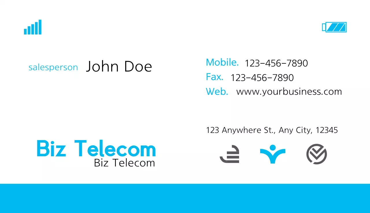 Blue Modern Telecom Business Card